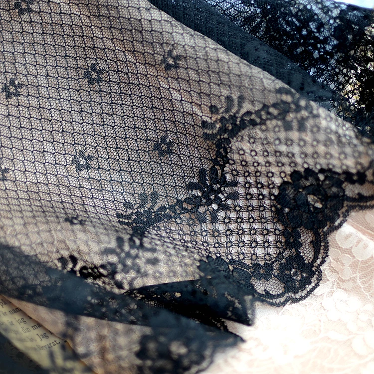 

23cm Wide 5meter/pack Black Bleach White Mesh Flower Embroider Trim Sexy Clothes/Dress Material X504