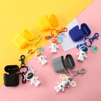 

Cute Spaceman Astronaut Silicone Case for Apple Airpods 1 2 Bluetooth Earphone Accessories Protective Case Doll Decor Key Ring