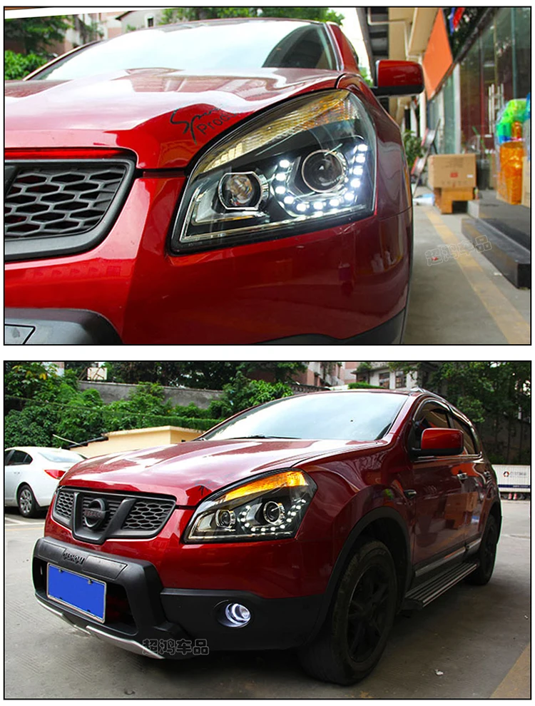 2008-2013 для Nissan Qashqai фары для автомобиля Стайлинг qashqai фара 12 высокая яркость светодиодный DRL Парковка Биксеноновые линзы HID K