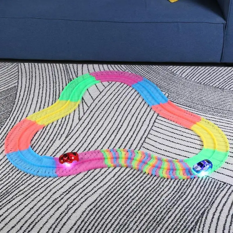 Детские сборные игрушки DIY, светящиеся гибкие автомобильные игрушки, детские гоночные изгибы, рельсовые дорожки, светодиодный электронный флэш-светильник, автомобильная игрушка