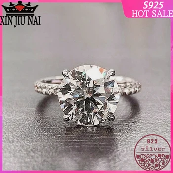 

100% S925 sterling silver high quality simple four-claw ring wedding engagement ring micro diamond ring star same proposal ring