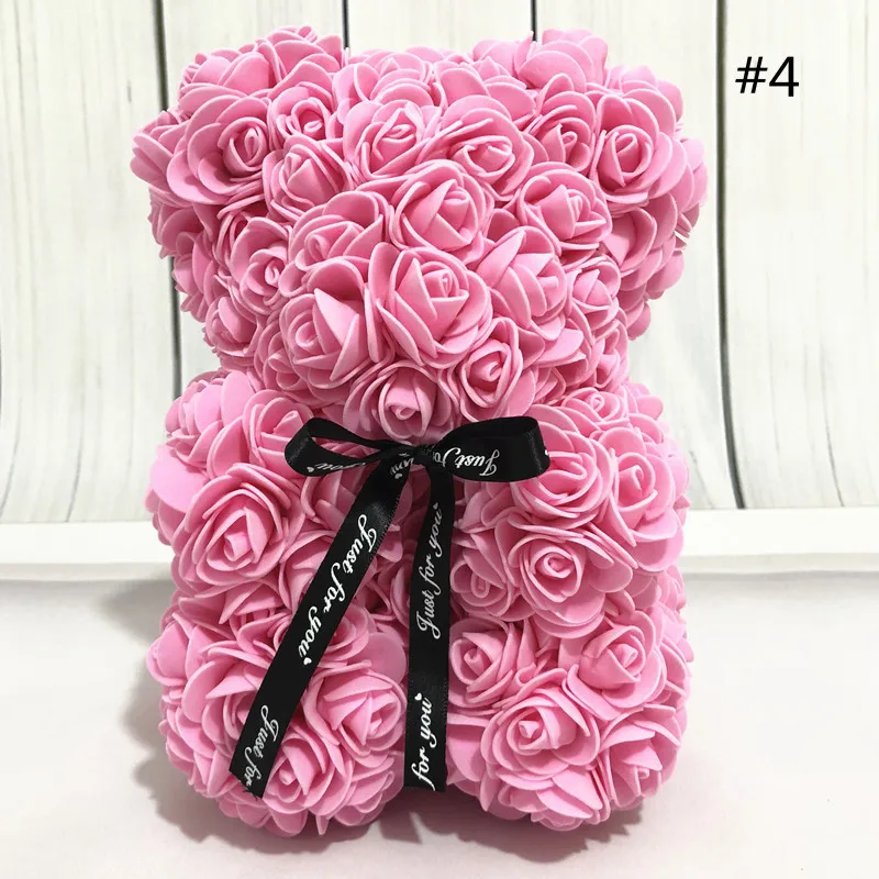 Горячая Распродажа, подарок на день Святого Валентина, 25 см, красная роза, плюшевый мишка, цветок розы, искусственное украшение, рождественские подарки для женщин, подарок на день Святого Валентина - Цвет: pink
