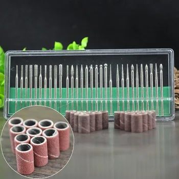 30pcs/Set Professional Nail Art Drill Bits+10 PCS Nail Drill 80&amp;amp;quot;120&amp;amp;quot;180&amp;amp;quot; Sanding Band Machine Replacement Bits Pedicure Tool Set