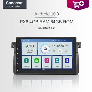 

9'' 1 din Android 10.0 PX6 Car DVD radio Player 6 Core 4GB RAM RDS autoradio car radio Bluetooth For BMW 3 E46 M3 Rover 75 MG