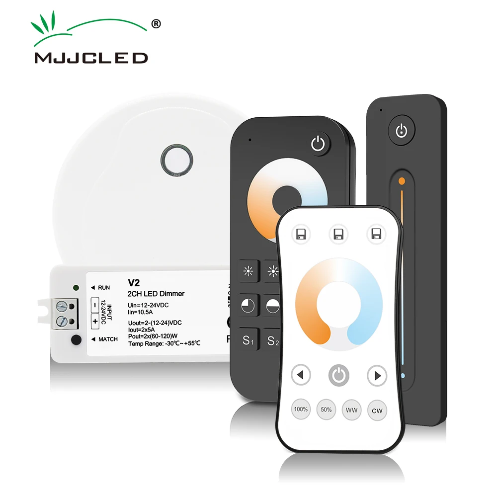 WW CW LED Dimmer Controller 12V 24V 2CH 10A RF 2.4G Wireless Remote Smart Wifi Dimmer Switch for Dual White CT LED Strip Light new m98 y9 tv stick android 11 s905 hd 4k 3d 2gb 64gb dual wifi 4g 8g language remote control media player smart tv sticks iptv