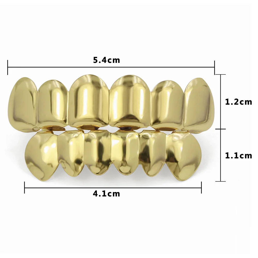 Dental Grill Jewelry TOPGRILLZ Fit Gold Silver Plated HIP HOP Teeth Grillz Top & Bottom Vampire Fangs Tooth Grills Caps Set With Silicone