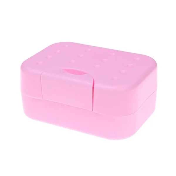 pink Мыльница для ванной комнаты водонепроницаемый замок утечка мыло держатель коробка с крышкой мыло чехол - Цвет: pink