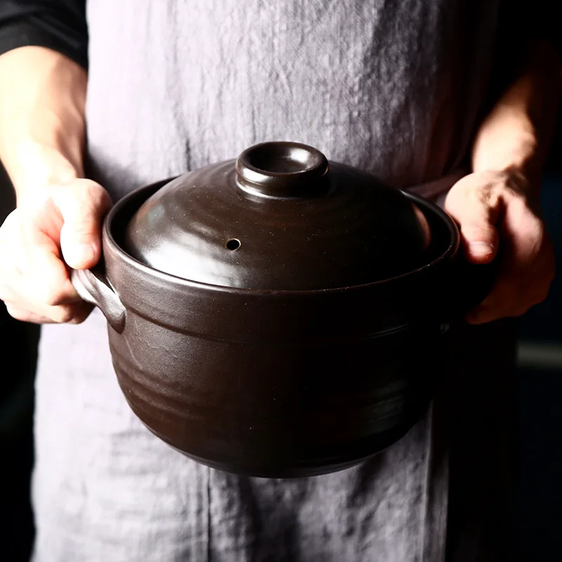 Mu cheng Home Japanese Style Steamer Earthenware Pot Household Ceramic Steamer Fuel Gas Pot Soup Rice Stew Pot Open Fire Porridg