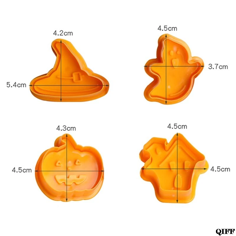 4pcs Halloween Theme Plunger Biscuit Mold Cutter plastic cookie cutter