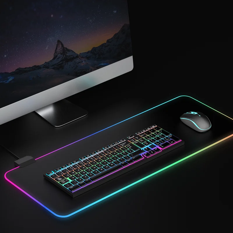 Игровой коврик для мыши RGB набор геймеров подсветка компьютерной 7 цветов большой
