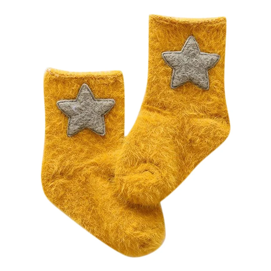 Yellow Носки для малышей; милые зимние носки для малышей; однотонные Нескользящие теплые носки унисекс с рисунком кролика - Цвет: Yellow