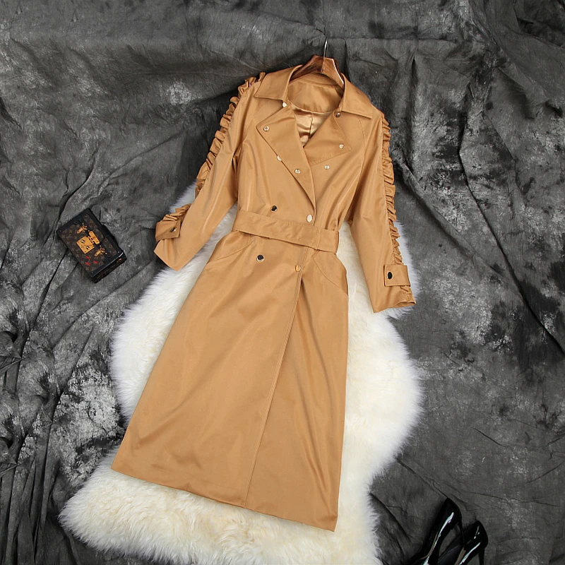 Новая высококачественная повседневная длинная куртка-ветровка s xl осенняя куртка с длинными рукавами Европейская Великолепная Женская зимняя верхняя одежда - Цвет: Оранжевый