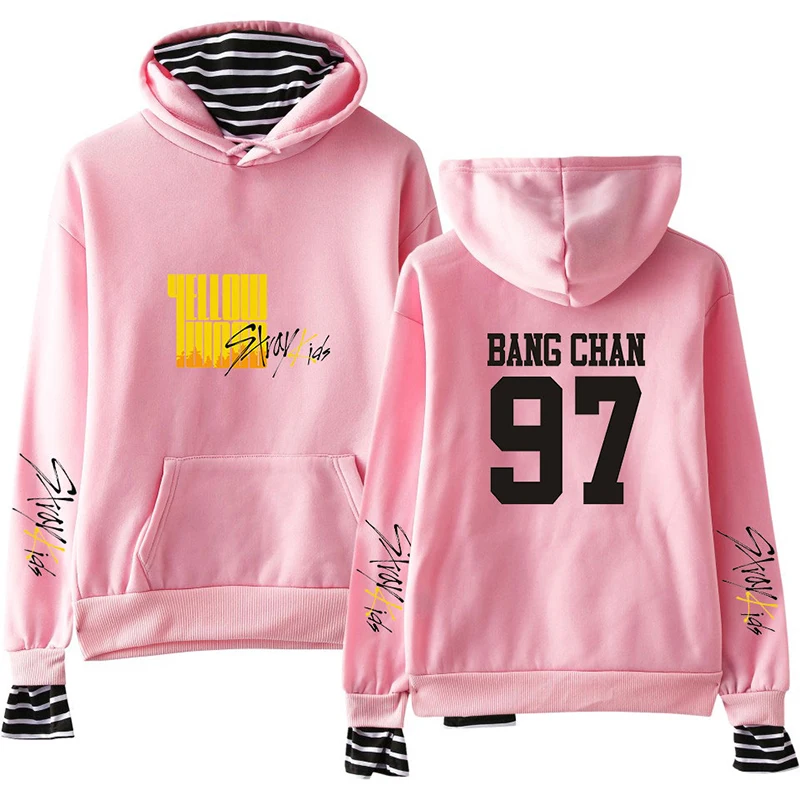 KPOP Stray Kids альбом желтая древесина Повседневная Поддельные два толстовка Свободный пуловер Весна и осень дропшиппинг