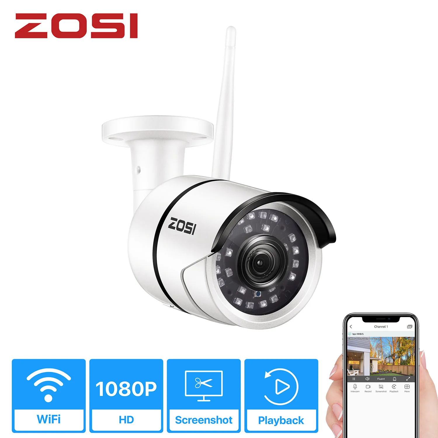 ZOSI 1080 P беспроводная камера видеонаблюдения ONVIF 2MP Мобильная наружная крытая WiFi ip
