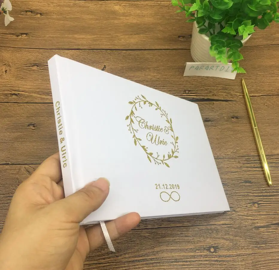 Деревенский Белый Свадебная Гостевая книга индивидуальные имена альтернативные свадебные Гостевая книга юбилей день Святого Валентина подарок