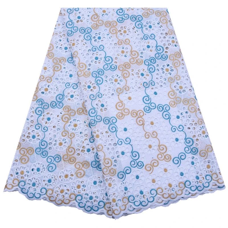 Light blue Kalume отверстия нигерийская швейцарская вуаль кружева в швейцарском стиле для мужчин и женщин ткань для платья африканская швейцарская хлопковая кружевная ткань с камнями F1808 - Цвет: Light blue