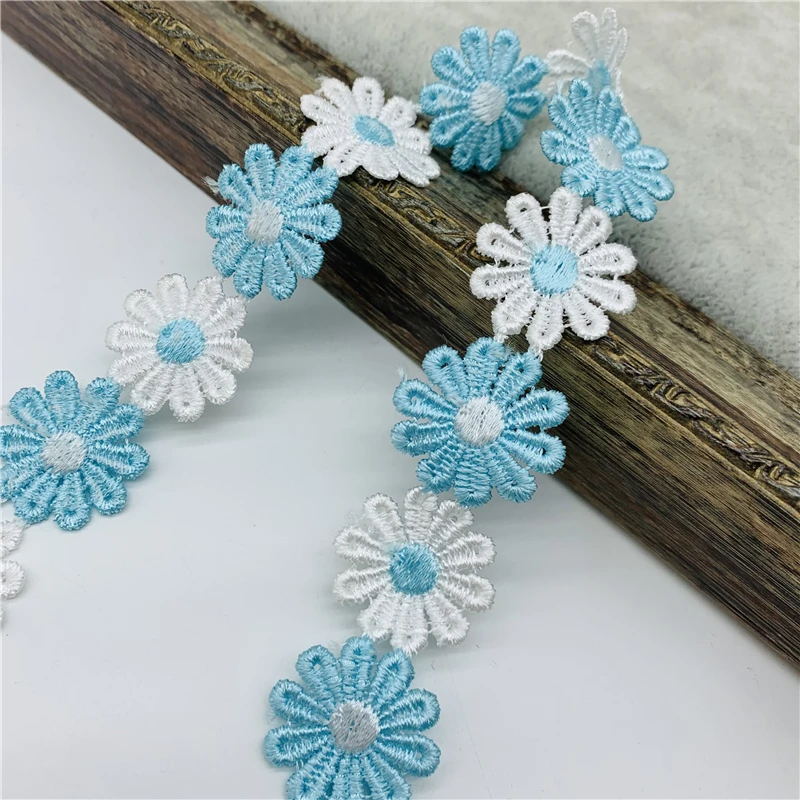 Colorful Daisy Flower Lace Trim For Knitting Wedding Embroidered Ribbon DIY Handmade Patchwork Sewing Supplies Crafts 1yard 25mm lace ribbon lace sewing supplies lace sewing accessories lace accessories lace garment accessories lace decoration clothing craft accessories