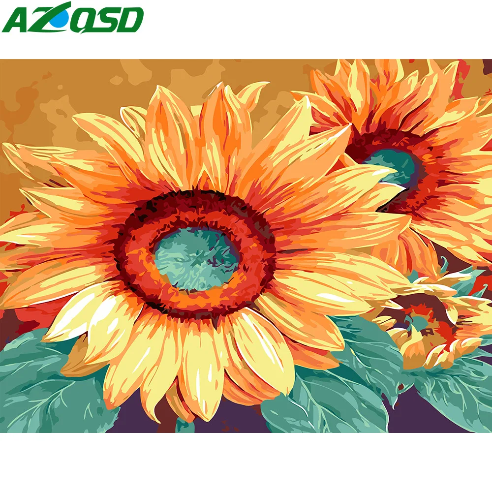 Картина AZQSD по номерам цветочные картины настенное искусство Подсолнух Diy краска
