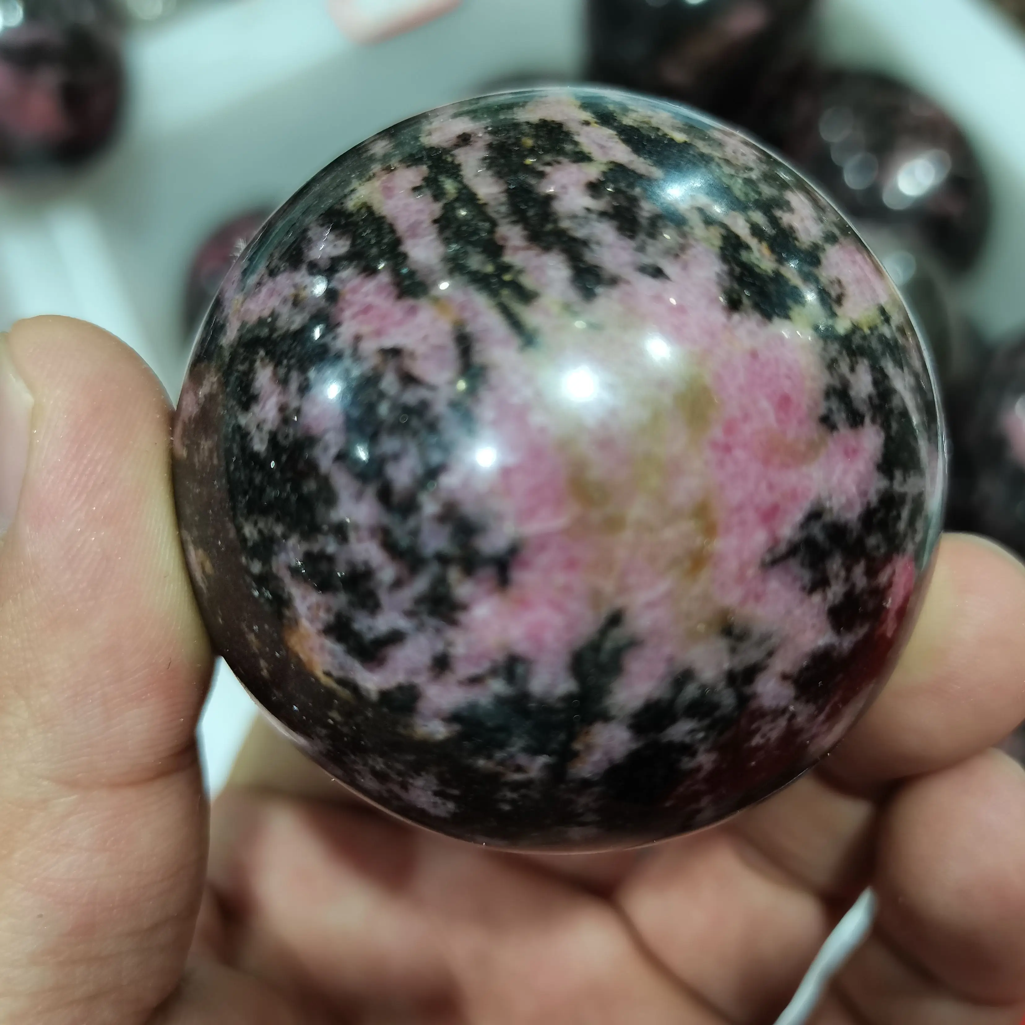 

about 60mm natural mineral plum blossom tourmaline Crystal gemstone sphere meditation reiki healing crystal ball wedding decor