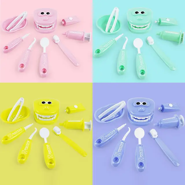 9Pcs/Set Kids Educational Dental Scene Toys Preschool Teaching Brushing Game Children Toy Pretend Play Medical Tools Funny Toys 1