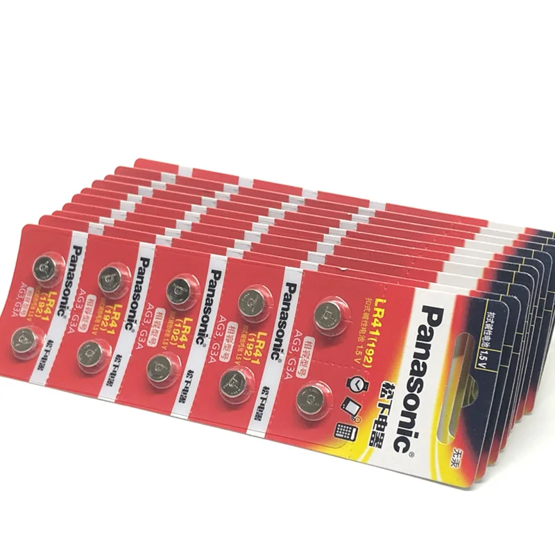 

200pcs/lot Panasonic LR41 Button Cell Batteries SR41 AG3 G3A L736 192 392A Zn/MnO2 1.5V Lithium Coin Battery LR 41