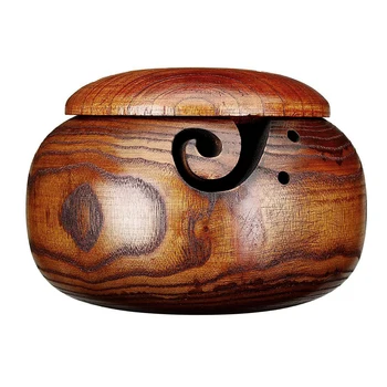 

10-16cm Wooden Yarn Bowl Comes With Lid Knitting Crochet Yarn Ball Storage Organizer Bowl For Yarn Lover Knitter