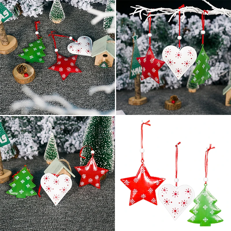

1 Set Wrought Iron Decorations Pendant Christmas Tree Star Shape Window Pendant Set New Arrival