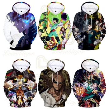 

2019 My Hero Academia Hoodie Midoriya Izuku Bakugou Katsuki All Might 3D Hoodie Pullovers Cosplay Costume Jacket Kids&Adult Size