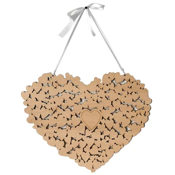 

Wooden Heart Shaped Wedding Message Board, Wedding Bookmarks, Wedding Guest Sign In Wall Hanging Crafts