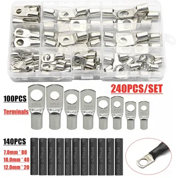 

60/240/260CPS Assortment Car Auto Copper Ring Terminal Wire Crimp Connector Bare Cable Battery Terminals Soldered Connectors Kit