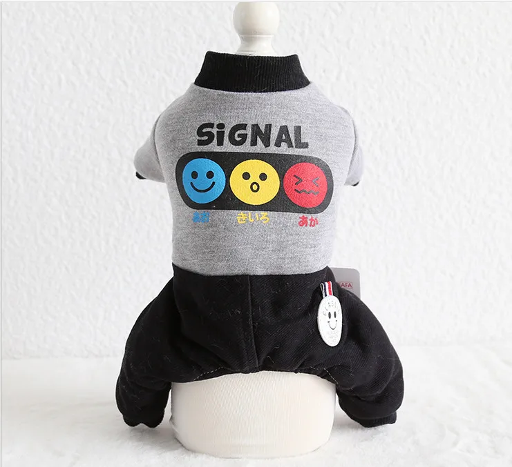 Серый Smile Signal пижамы для собак Одежда для собак зимняя одежда для собак халат комбинезоны толстые пальто Одежда для собак кошка Чихуахуа Тедди - Цвет: Серый