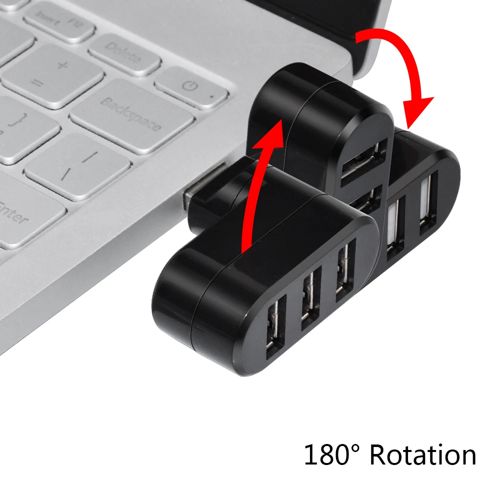 Вращающийся высокоскоростной usb-хаб с 3 портами 2,0 USB разветвитель адаптер для ноутбуков/планшетных ПК периферийных устройств