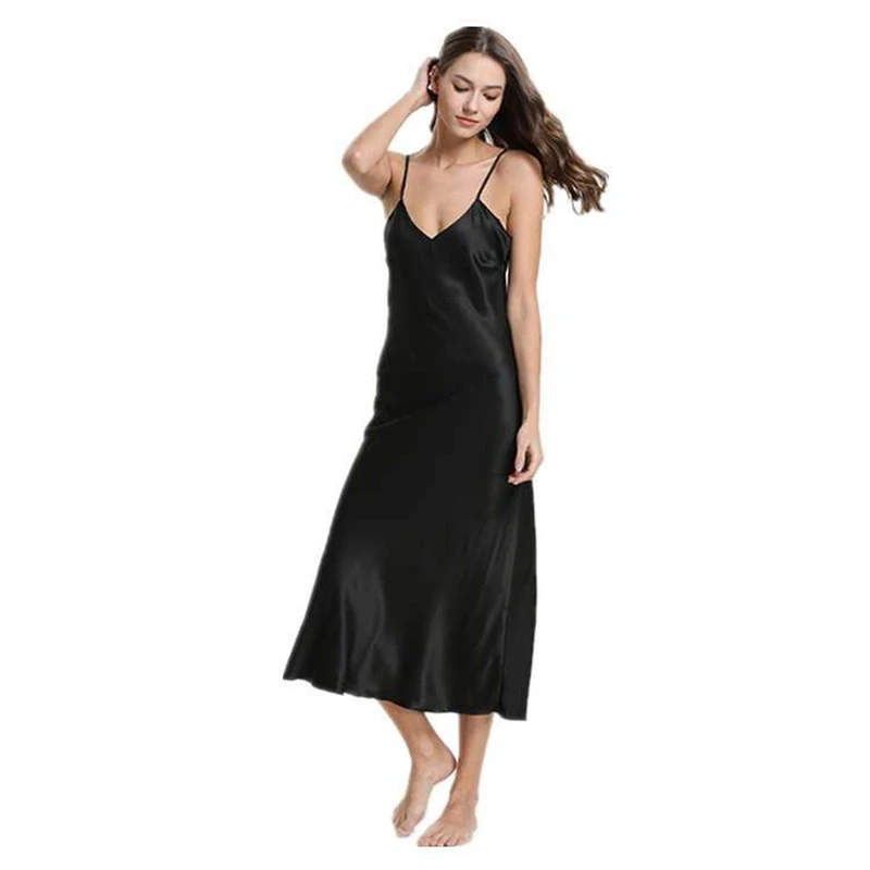  2019 Plus Size Ladies Women Oversize Satin Long Nightdress Silk Sexy Lingerie Nightgown Sleepwear S