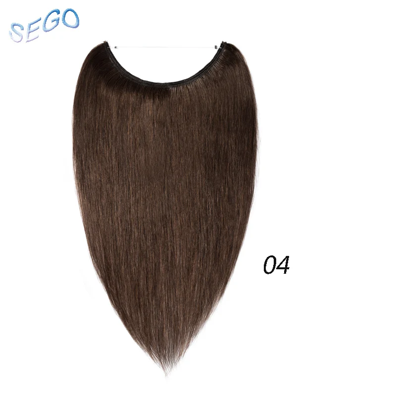 #4 SEGO 60g-80g 1"-24" Невидимая проволока распущенные волосы для удлинения, прямые бразильские non-реми парики из натуральных волос рыба линия волос - Цвет: #4