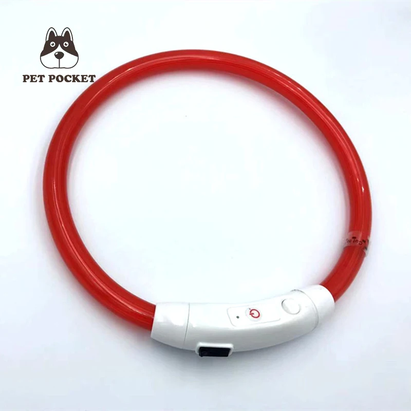 2019Dog светящийся ошейник Usb зарядный ошейник товары для домашних животных светящееся кольцо для собак маленькая собака ночной Светильник для собак анти-пропуск ночной Светильник ошейник - Цвет: red