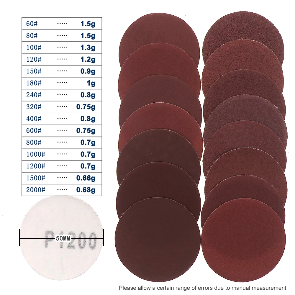 2 Zoll 50mm Schleif scheiben runde Form Schleifpapier 60-2000 Körnung Hakens ch laufe Sandpapier Schleif polier werkzeug zum Polieren von Holz – Detail 4