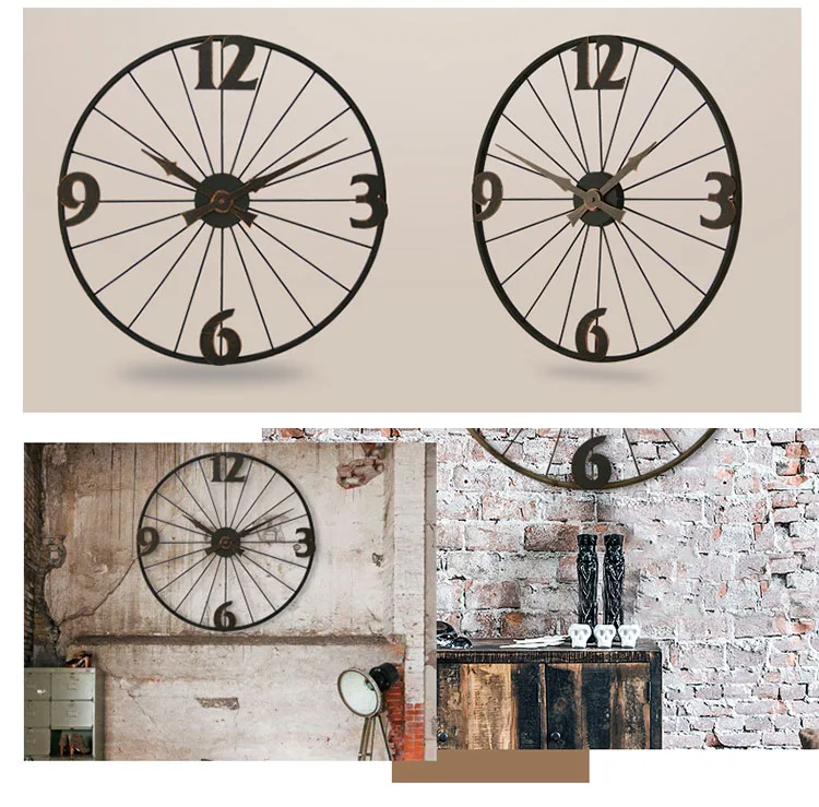 Большие металлические настенные часы современный дизайн украшения для гостиной подвесные часы промышленный стиль железная художественная стена часы домашний декор 60 см