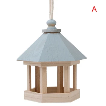

New Hot Outdoor Hanging Wooden Squirrel Proof Seed Feeder Portable for Wild Birds Seeds Feedings SMD66