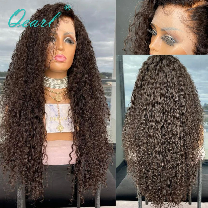 

Kinky Curly Full Lace Wigs Human Hair Pre Plucked Lace Frontal Wig for Women Glueless HD 13x6 Lace Front Wig Virgin 180% Qearl