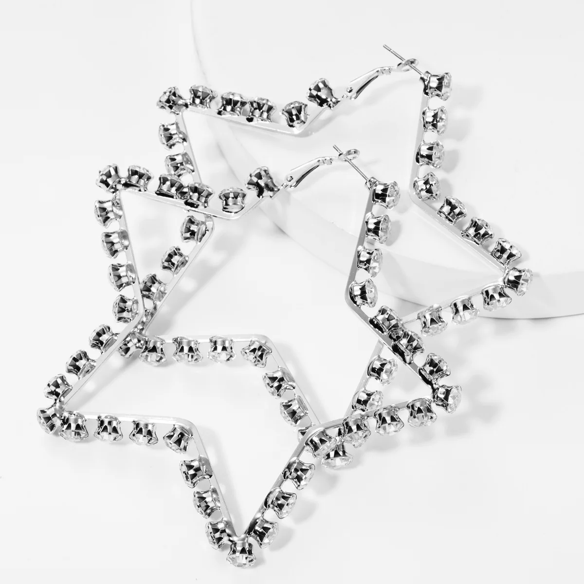Star silver Новое поступление, женский модный блестящий кристалл, драгоценные камни, квадратные серьги-кольца, ювелирные изделия,, модные массивные серьги, аксессуары - Окраска металла: Star silver