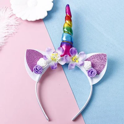 Colorful New Children Cartoon Headwear Unicorn Hairbands Animals Headbands Children Birthday Gift Cat Ear Headbands Hair Hoop Accessories - Цвет: Colorful