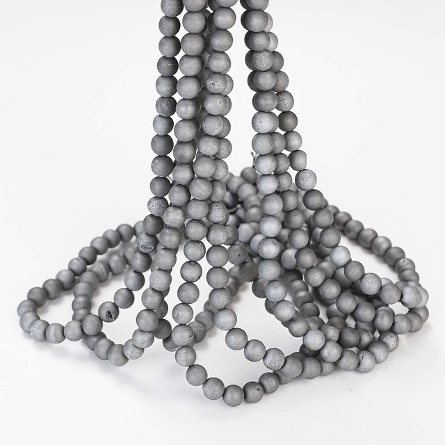 Clusters Crude Metallic Coated Agates Beads Round Loose Beads for Jewelry Making Bulk DIY Bracelet Charm 4/6/8/10/12 MM