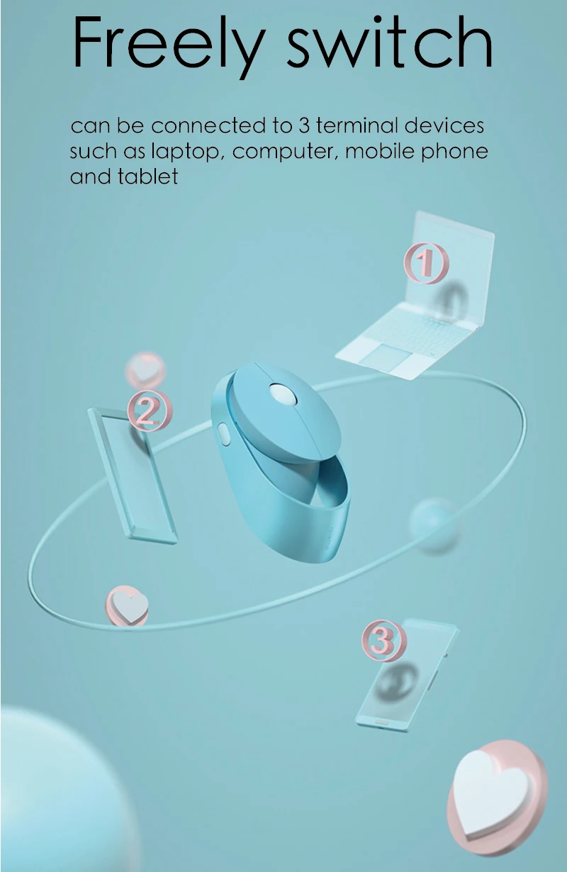mouse sem fio livremente-alternar entre bluetooth 5.0