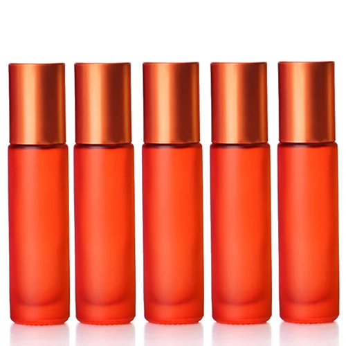 5pcs Orange 1/5/10 шт 10 мл Портативный матовый цветной толщиной Стекло ролик эфирное масло в виде флаконов парфюма для путешествий многоразового роликовый флакон - Цвет: 5pcs Orange