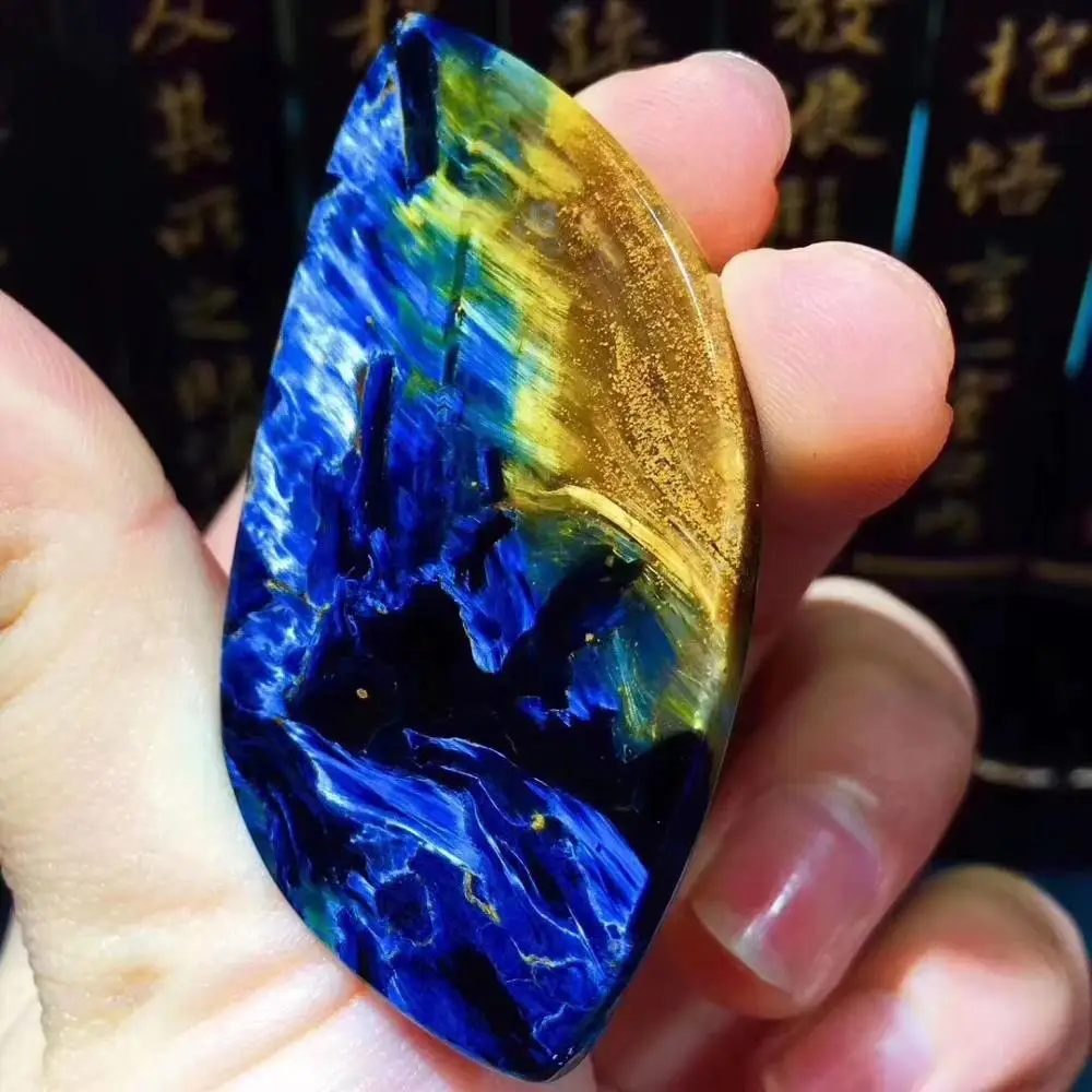 Натуральный синий драгоценный камень Pietersite 57x30x10 мм кошачий глаз мощный Chatoyant женское ожерелье кулон кристалл исцеление AAAAA