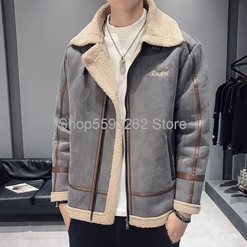 

Season 2020 Tide brand lambskin cotton-padded jacket men plus velvet warm Joker cotton-padded jacket jacket men