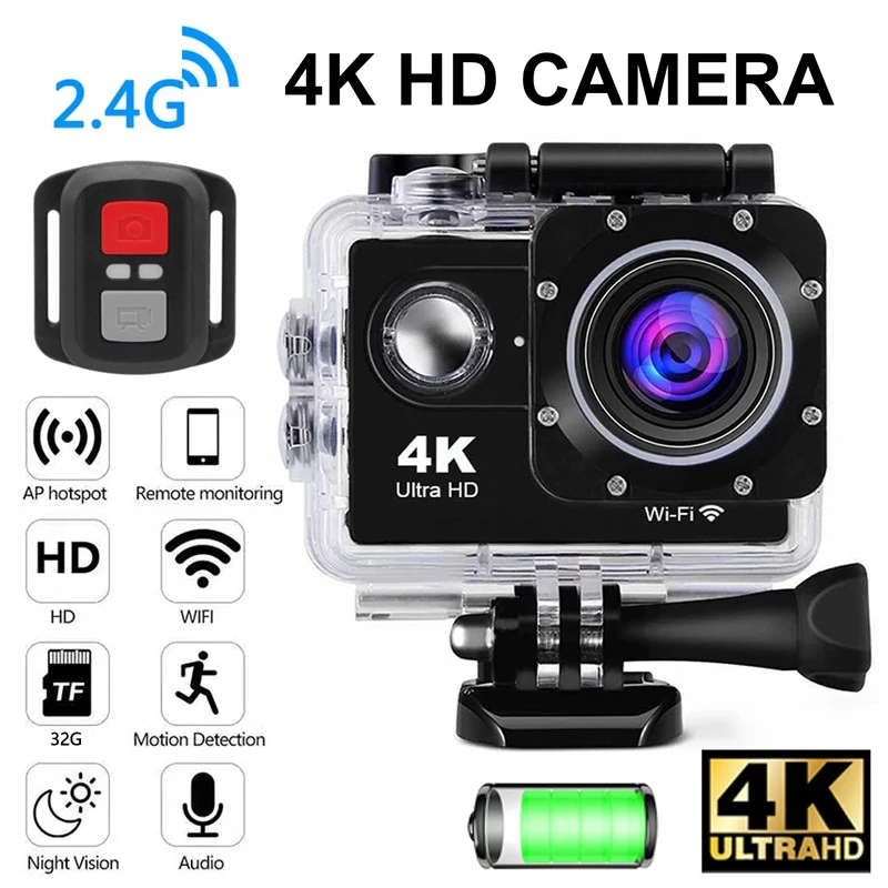 Ultra HD 4K / 30fps мини Экшн-камера WiFi 2 0 &quot170D Подводная - Цена: 2 247,97 - 2 622,37 руб.