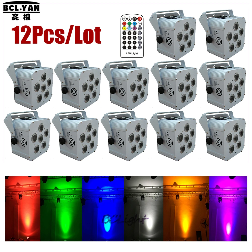 12 шт./партия беспроводные Светодиодные Светильники для свадьбы 6 х18 Вт RGBWYP | Лампы