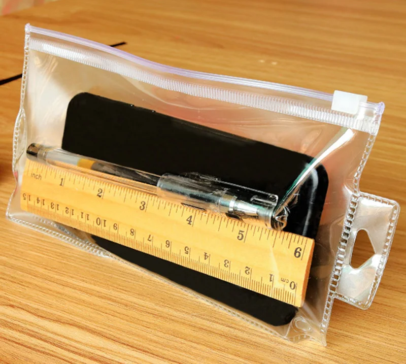 500 Teile/los PVC Transparent Matt Umschlag Binder Tasche Stift Tasche Kunststoff Wasserdichte Unterwäsche Tasche Mit Loch 20 cm x 10,5 cm – Detail 2