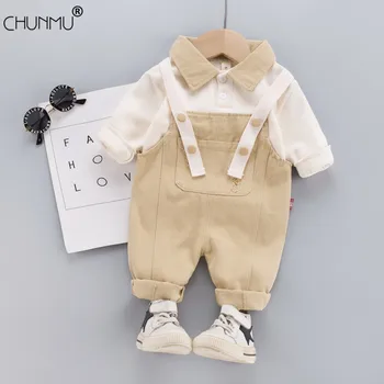 

Baby Boy Clothes Autumn Children's Clothing Cotton Casual Long Sleeve Sweatshirt + Denim Overalls Baby 2pcs Suit